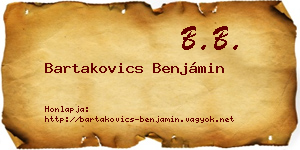 Bartakovics Benjámin névjegykártya