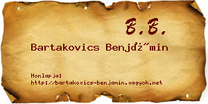 Bartakovics Benjámin névjegykártya